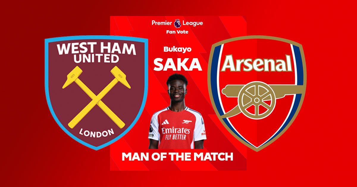 Bukayo Saka Named Man of the Match in West Ham vs Arsenal Clash